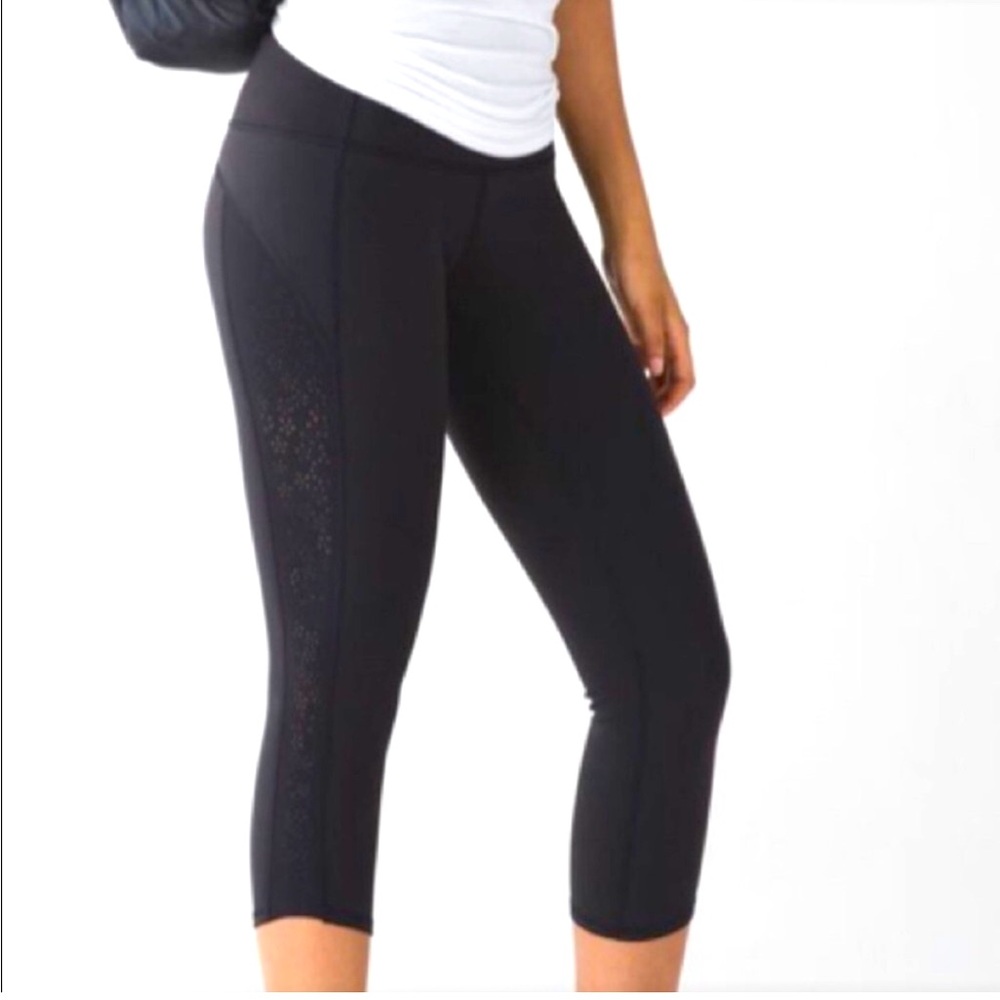 Lululemon Laser Cut Side Panel Black Leggings